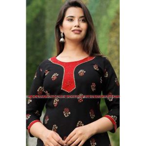 <> Kurta Palazzo Set For Women With Neck Embroidered Suit Set For Women Red & Black Color