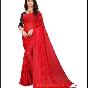 Chiffon Small Lining Printed Plain Saree For Women
